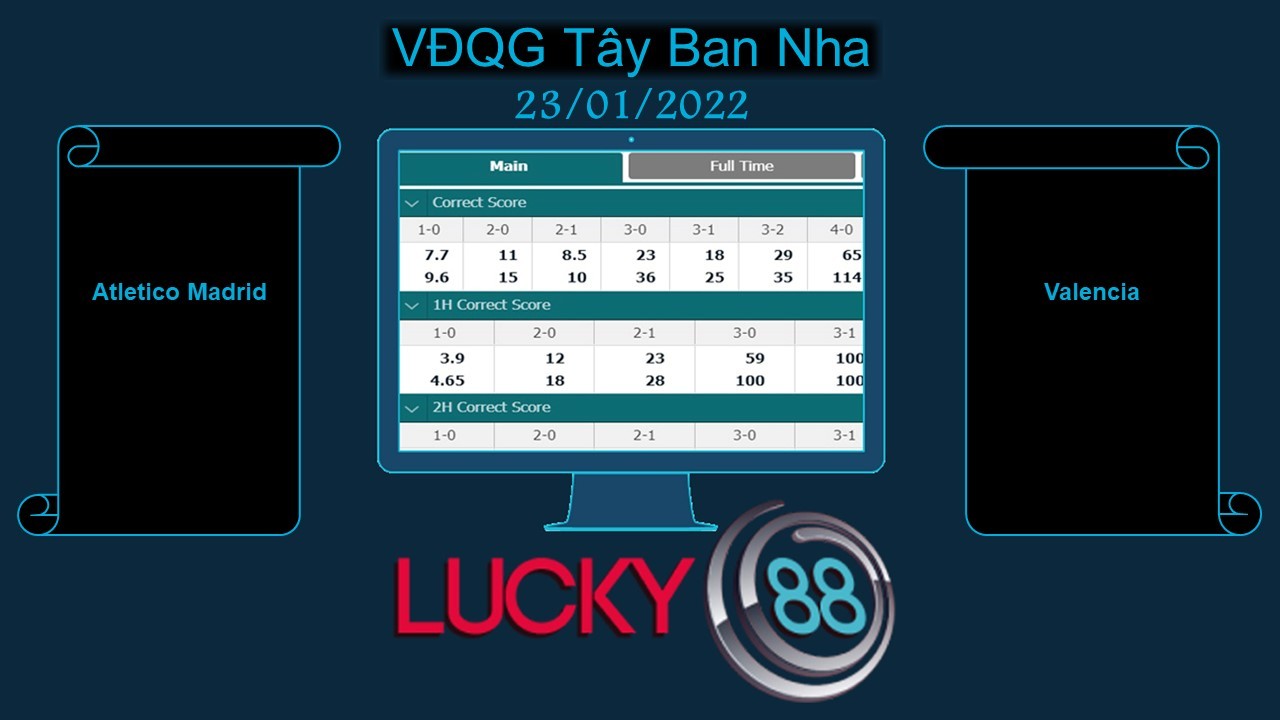 LUCKY88 Atletico Madrid vs Valencia , Soi kèo bóng đá hôm nay 23/01/2022, VĐQG Tây Ban Nha
