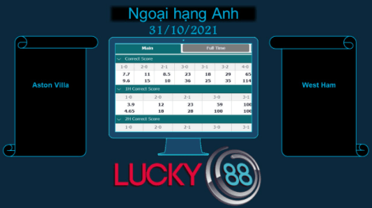 LUCKY88 Aston Villa vs West Ham , Soi kèo bóng đá hôm nay 31/10/2021, Ngoại hạng Anh