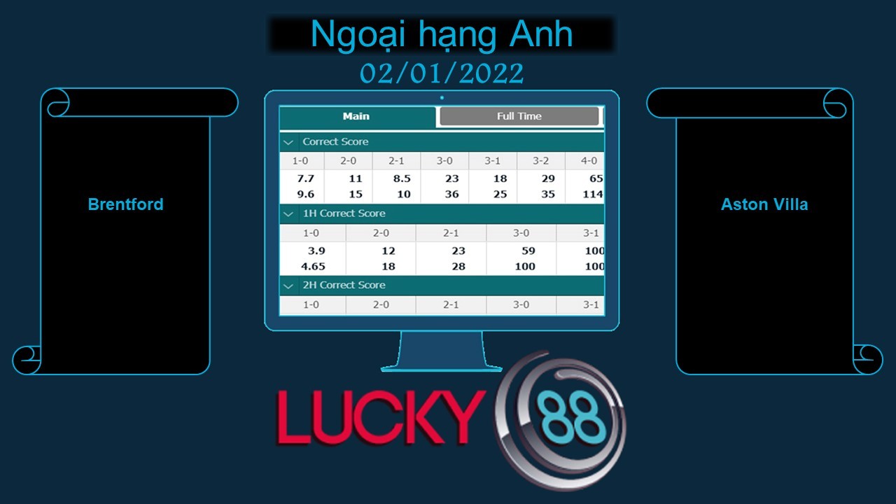 LUCKY88 Brentford vs Aston Villa  , Soi kèo bóng đá hôm nay 02/01/2022, Ngoại hạng Anh