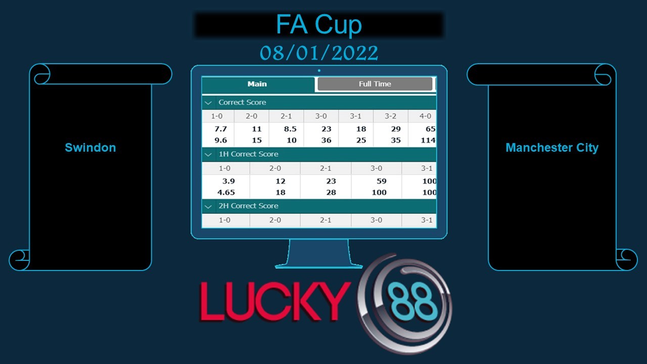 LUCKY88 Swindon vs Manchester City  , Soi kèo bóng đá hôm nay 08/01/2022, FA Cup
