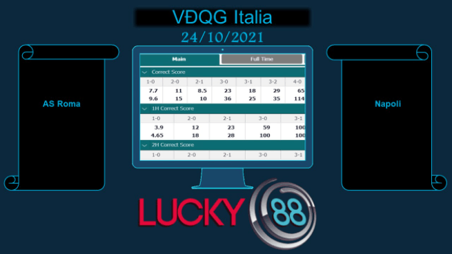 LUCKY88 AS Roma vs Napoli , Soi kèo bóng đá hôm nay 24/10/2021, VĐQG Italia