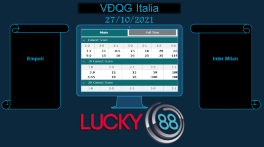 LUCKY88 Empoli vs Inter Milan  , Soi kèo bóng đá hôm nay 28/10/2021,  VĐQG Italia