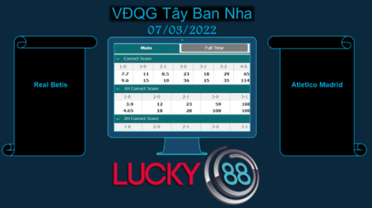 LUCKY88 Real Betis vs Atletico Madrid , Soi kèo bóng đá hôm nay 07/03/2022 VĐQG Tây Ban Nha