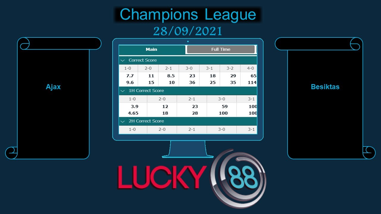 LUCKY88 Ajax vs Besiktas , Soi kèo bóng đá hôm nay 28/09/2021, Champions League